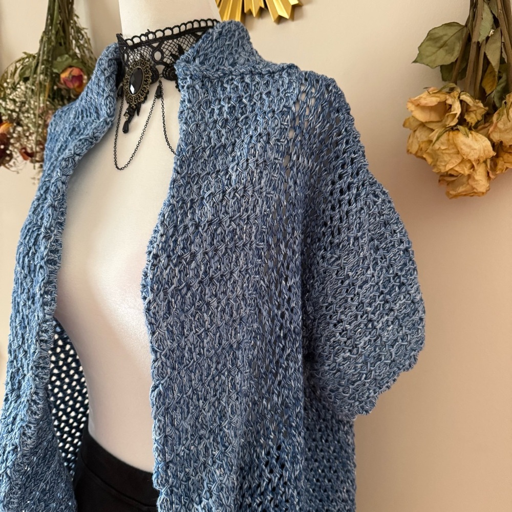 Ruby Rd. Boho/Fairycore Blue Short-Sleeve Cardigan - Picture 3 of 7